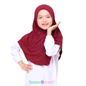 Tudung Si Comel Set A Tudung Budak Sekolah Awning Scuba Lycra instant hijab plain cantik
