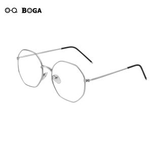 OQ BOGA แว่นตาขอบเต็มโลหะ Pelindung Mata 3สีใช้ได้ทั้งชายและหญิงกันรังสีรูปแปดเหลี่ยมกันป้องกันแสงสีฟ้าแว่นคอมพิวเตอร์ผู้หญิงผู้ชาย