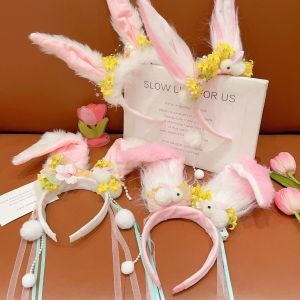 BRISA Plush Mid-Autumn Festival Headband Tassel Flower Rabbit Ear Hair Ornament Funny Hair Accessories Rabbit Hair Band Ladies