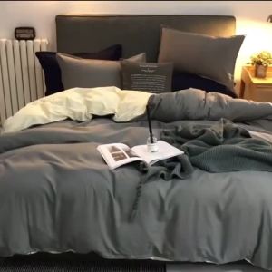 Bộ chăn ga gối LJ4 chất lượng cao bao gồm chăn vỏ chăn 2 vỏ gối và ga trải giường kích thước Queen/King màu sắc đồng