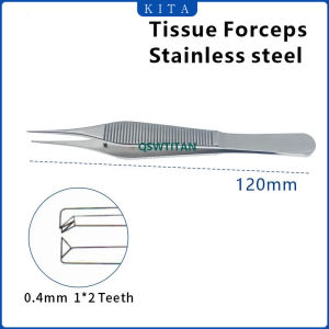 KITA Ophthalmic Tweezers Tissue Forceps Stainless steel Teethed /Platforms Forceps Surgical Instruments 120mm