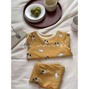 [Linanxi] Bộ Đồ Dài Tay Hoạ Tiết Tối Giản Chất Liệu Cotton Dệt Khung Loại A Cho Bé Trai Bé Gái Mẫu Mới Thu Đông 2025