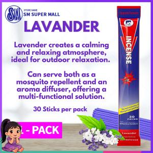 【SM Mall】Pack of 30 Mosquito Incense Sticks Natural Herbal Lavender Lemongrass Sandalwood Fly Repellent for Home Bedroom Office Balcony Patio Backyard Anti Mosquito Coil Alternative Smokeless Deet Free