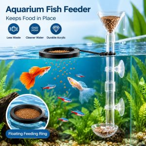 MODERNLUX Có thể điều chỉnh. Ống cho cá ăn Nhựa Có thể thu gọn Máy phân phối thức ăn cho cá cảnh.  Chống tán xạ Máy phân phối thức ăn cho cá Sử dụng cho bể cá.