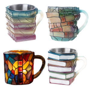 Hình cuốn sách cốc cà phê vỡ nhựa trang trí Mug quà tặng cho độc giả người yêu sách nhà văn văn học những người đam mê