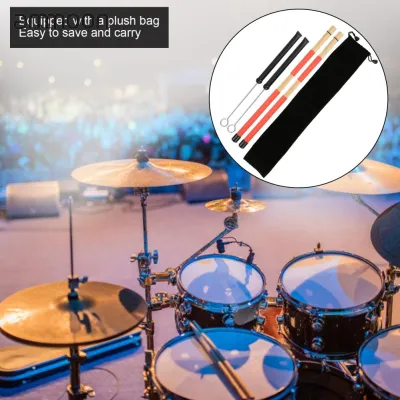 Ammoon dùi trống Bộ cọ Jazz kim loại có thể thu vào dây 19 chùm que túi vải nhung Phụ Kiện Bộ gõ