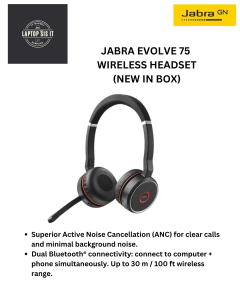 Jabra Evolve 75 Wireless Bluetooth Headset (NEW IN BOX) | Active Noise Cancelling | Dual Connectivity