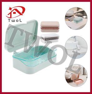 TWOL 1pcs Soap Box Creative Drain With Lid  Flip Top Drain Soap Dish With Lid Soap Dish