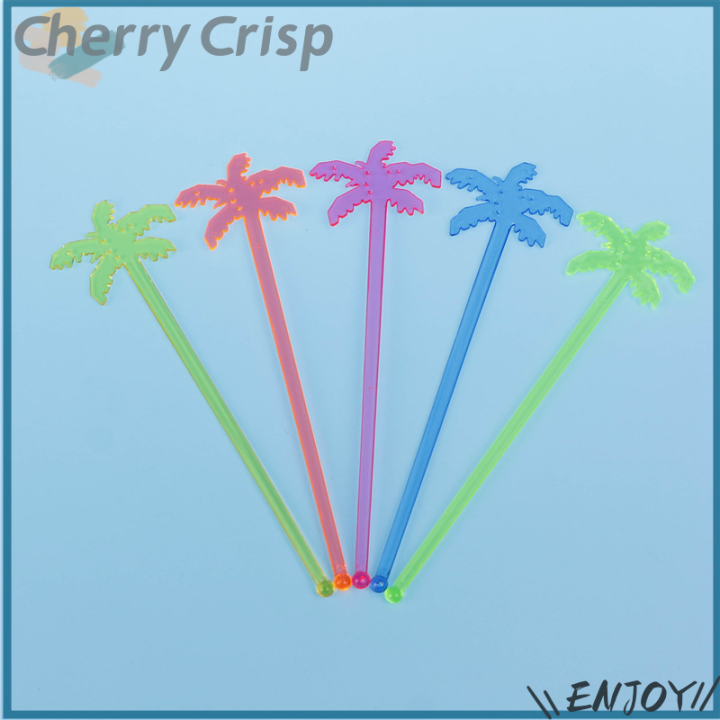 Cherry Crisp 50pcs Coconut Tree Cocktail Swizzle Sticks Drink Stirrer ...