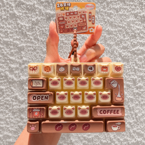MUNCHX 26 Keys Cat Keyboard Stress Relief Keychain Key Button Cartoon Keyboard Squeeze Toy Cute Stress Relief Bookbag Pendant For AdultsTeenagersKid
