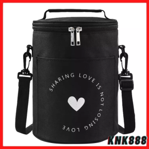 KNK888 Portable large capacity lunch bag fresh thickened lunch bag to store round barrel aluminum foil insulation bag