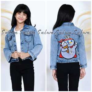 JAKET JEANS ANAK CEWEK MOTIF KUCING USIA 2 TAHUN SAMPAI 13 TAHUN