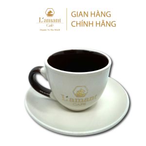 Bộ Tách Cafe Espresso L’amant Café có quai - 70ml kèm đĩa kê - Tách Cafe Gốm Sứ Cao Cấp