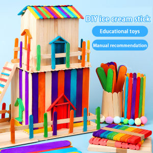 50Pcs Wooden Popsicle Stick Ice Cream Sticks Arts & Crafts DIY Student Education Toys Handmade or Children
