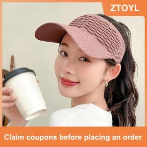 【ZTOYL】 Mùa hè chống UV Sun hat phụ nữ rỗng Top hat du lịch bãi biển thể thao ngoài trời Visor cap dệt kim Mũ bóng chày