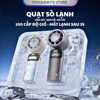 [ Mới 2025 ] Quạt Cầm Tay Mini Làm Mát Lạnh Sau 3 Giây - 100 Cấp Độ Gió - Màn Hình Kỹ Thuật Số - Bảo Hành 6 Tháng