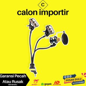 Microphone Stand Mic Fleksibel Lazypod 3in1 With Braket Condenser Winshield & Clamp Penjepit Meja