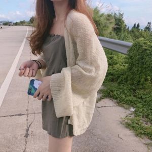 Loose Thin Summer Sun Protection Clothing Short Coat Long-sleeved Knitted Cardigan Shawl For Women