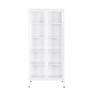 [จัดส่งพร้อมติดตั้งฟรี] KIOSK ตู้โชว์ 5ชั้น ทรงสูงรุ่น Sleek พร้อมกระจกใส 3 ด้านขนาด 80*35*180 cms.