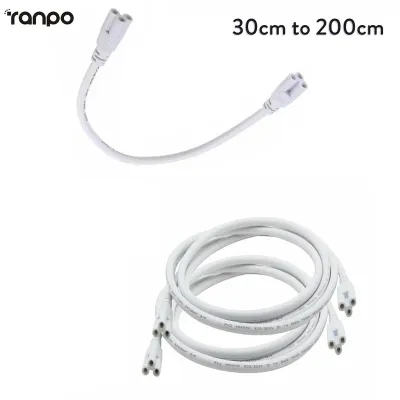 White Flexible 3 Pin LED Tube Connector Wire Double Ended T5 T8 Extension Cable for Fluorescent Lamps Advertising Light Boxes Premium Copper Core Cord Plug and Play