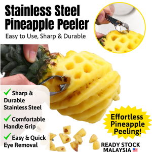 HOME BEST 1pc Stainless Steel Pineapple Eye Peeler Remover Fruit Seed Cutter Clip Cutting Fruits Kitchen Accessories Tool Pembuangan Mata Nanas Pengupas 不锈钢菠萝眼去皮器去除剂水果种子切割器夹子切割水果厨房配件工具 FZ1-0085
