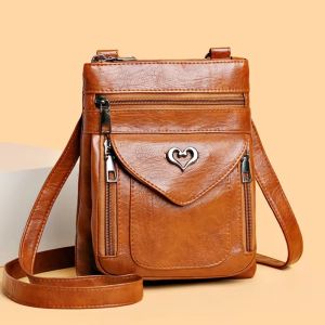 THOMA Large Capacity Crossbody Phone Bag Three-layer Waterproof Phone Chest Bag Coin Purse Retro Messenger Bag Woman