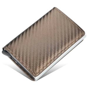 High Quality Rfid Wallet Men Money Bag Mini Purse Male Vintage Automatical Aluminium Rfid Card Holder Wallet Small Smart Wallet  Credit Card Holder RFID Blocking Wallet Slim Wallet PU Leather Vintage  Automatic Side Slide Trigger Card  Holder
