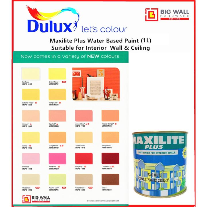 Maxilite Plus Emulsion Paint (1L) P2 *For Interior Wall & Ceiling Water Based Paint *Cat Kapur Big Wall Hardware