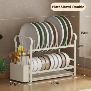 Ready Stock 1/2 Layer Dish Rack Bowl Plate Tableware Chopping Board Pot Lid Storage Rack Spoon Fork Cutlery Box Multifunctional Drainer Tray Cabinet Kitchen Organizer Holder Basket Sink Drawer Shelf Cafe Restaurant Rak Sinki Dapur Rak Pinggan Mangkuk