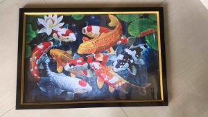 Hiasan Dinding Cetak Gambar Ikan Koi Ukuran 65cm x 45cm