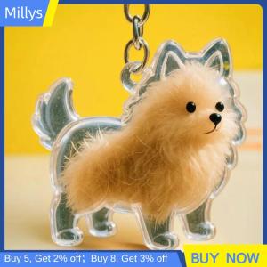 Millys กล่องเก็บขนสัตว์เลี้ยงรูปทรงสุนัขทำมือแบบ DIY พวงกุญแจขนสัตว์เลี้ยงแบบโปร่งใสอุปกรณ์ตกแต่งของที่ระลึกของสะสม