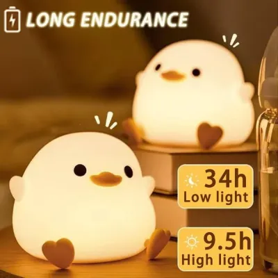 COD Childrens Cute Duck Night Light Soft Silicone Sleep Light with USB Charging Childrens Room Touch