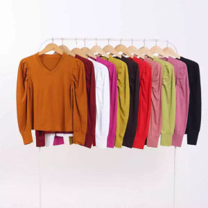 PROMO 12.12 Kaos Wanita V Neck Lengan Panjang 6039