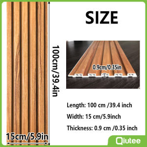 WPC 100CM*15CM Solid Wood Panel Board Grille Design TV Background Wall Decor Fluted Panel Home Decoration With Acc