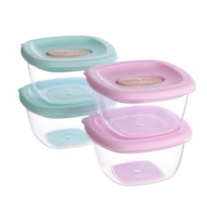 HL0432 Baby Food Container Penutup Lock Perpcs Kotak Plastik Kotak Makanan Wadah MPASI Wadah Kukusan
