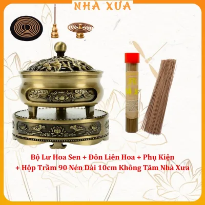 Lư Xông Trầm Hương Hoa Sen Và Đế Đôn Kê Lư Hương Liên Hoa - Thác Khói Trầm Hương - Thờ Cúng Phong Thủy