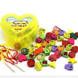 Xâu hạt gỗ ghép hình gỗ đồ chơi luồn hạt 63 chi tiết phát triển tư duy nhiều chủ đề