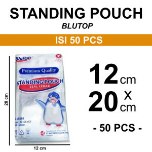 aiGooTan - (ISI 50) STANDING POUCH 12x20 CM BLUTOP - Plastik STP Ziplock Zip Berdiri Zipper Medan
