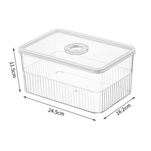 Transparent Refrigerator Storage Box With Timer & Sealed Lid Stackable Fruit Vegetable Fresh-Keeping Bekas Peti Sejuk