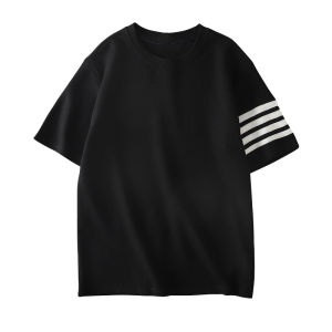 Mens waffle short-sleeved t shirt for men loose round neck sports casual T-shirt top