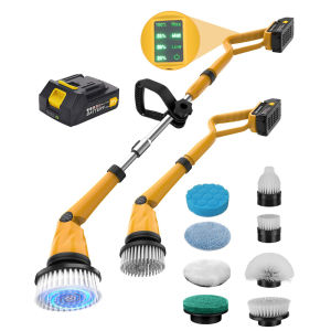 [2 years warranty ]1500 RPM Cordless Electric Spin Scrubber Portable Electric Floor Cleaning Brush with 8 Replaceable Brushes
