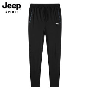 JEEP SPIRIT Pants Mens Summer Thin Loose Ice Silk Casual Pants Sports Quick-drying Nine-point Pants