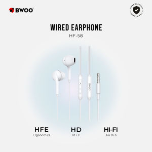 BWOO HF58 ENC Hi-Fi Sound Quality Wired Earphones – Premium Audio Clarity & Noise Cancellation