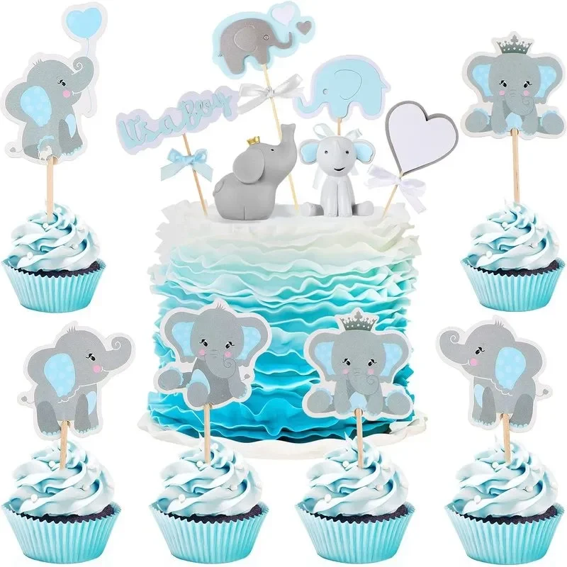 Baby boy elephant cupcake 2024 toppers