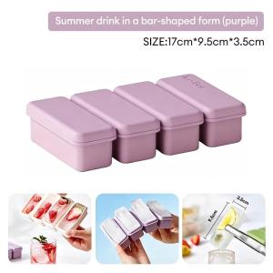 4-Grid Large Square Silicone Long Ice Cube Mold Easy Demoulding Ice Tray Summer Essentials Ice Cube Mold Easy To Remove Long Ice Cube Mold