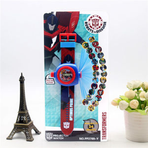 Cartoon 24 Patterns Baby Watch for Children Kids Watches 3D Projection Glow LED Child Digital Watches for Girls Boys Festival Birthday Gifts // Transformers