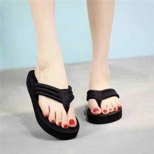 Free Shipping New Summer WomenS Outdoor Sandals High-Heeled Thick-Soled Style Simple Design Non-Slip Fashionable Suitable For Beach Wear And Seaside Vacations