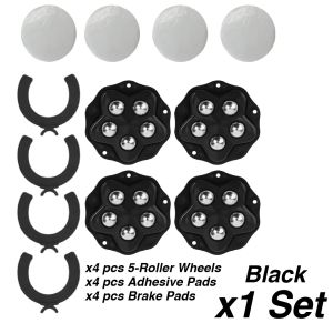 (4 IN 1 SET) WJS 4 pcs 5-Wheel Furniture Roller Easy Furniture Mover Wheel Set With Brake Lock Pad Universal 360° Mini Moving Caster Peel & Stick Heavy Duty ABS Steel Ball Bearing Roda Pindah Alih Perabot Dengan Pelekat Pusingan 360°