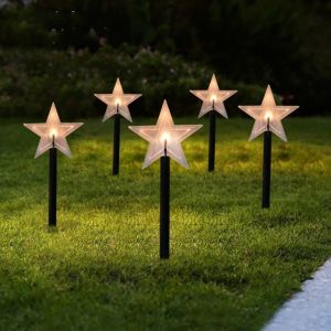 NALANILI 5Pcs/Set LED Solar Christmas Lights Landscape Light Waterproof Outdoor Christmas Lights Creative Pathway Lights For Garden
