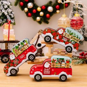 CURRANT Car Shape Christmas Candy Box Santa Claus Snowman Candy Cookies Tin Candy Container Christmas Car Ornament Gift Packing Box For Gift Snacks Treat